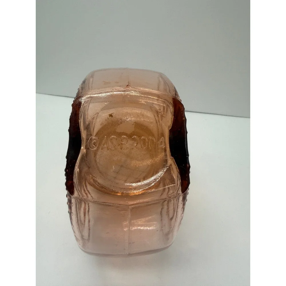 Vintage Pink Glass Heart Floral Frog Vase Embossed Hobnail Romantic Decor 6in